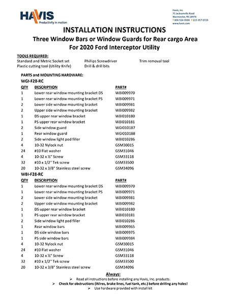 Installation Instructions (PDF)
