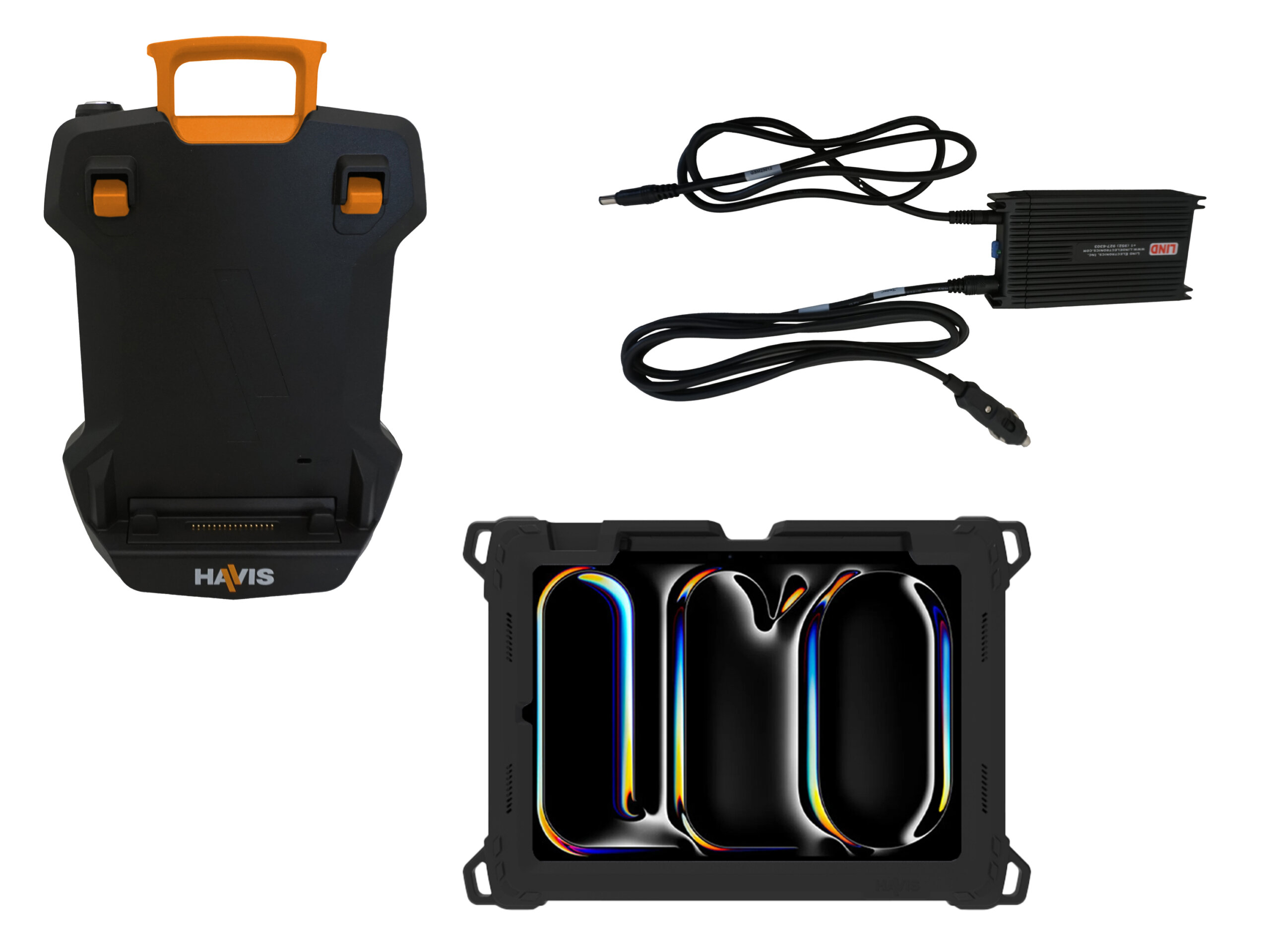 Package – DS-TAB-401 Docking Station, TC-403 Tablet Case, and LPS-184 DC Power Supply for Apple iPad Pro 11″ (M4)