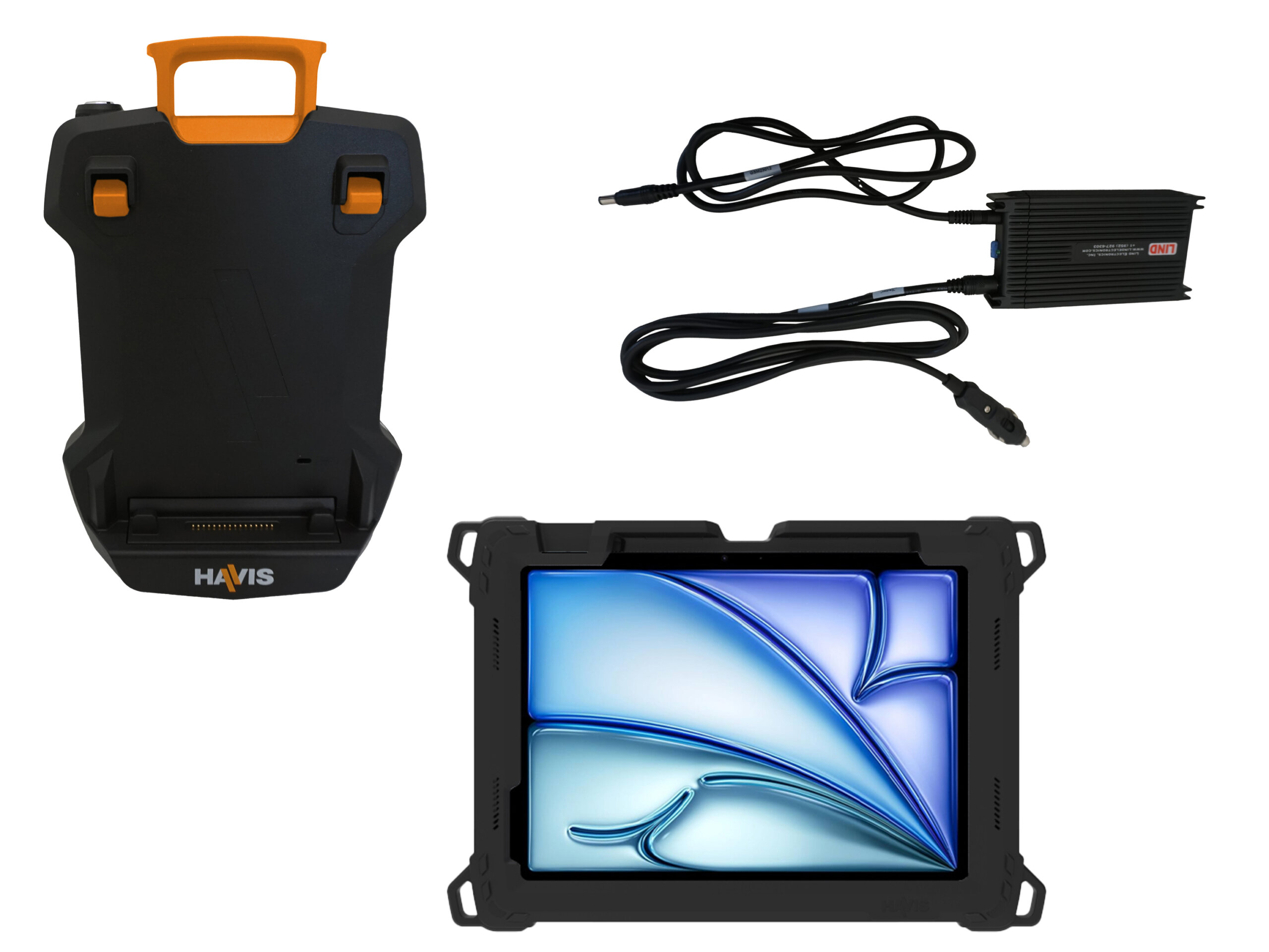 Package – DS-TAB-401 Docking Station, TC-405 Tablet Case, and LPS-184 DC Power Supply for Apple iPad Air 11” (4th-5th Gen, M2, M3)