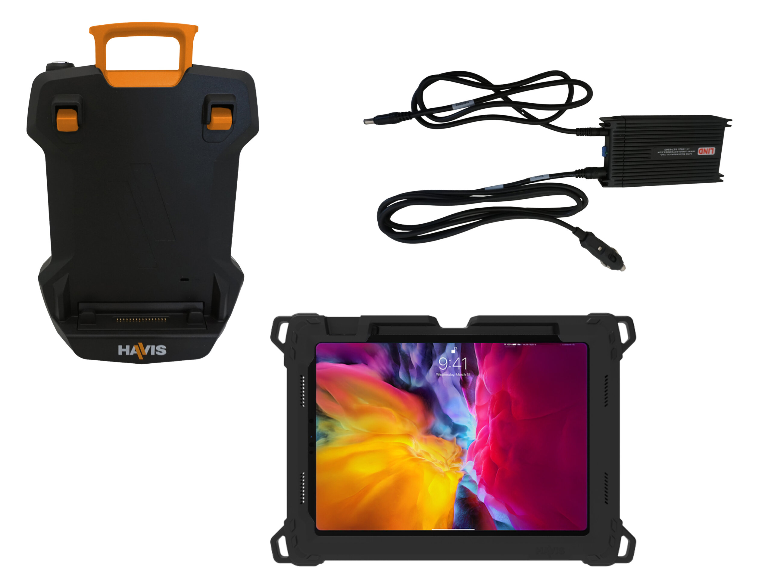 Package – DS-TAB-401 Docking Station, TC-409 Tablet Case, and LPS-184 DC Power Supply for Apple iPad Pro 11″ (2nd – 4th Gen)
