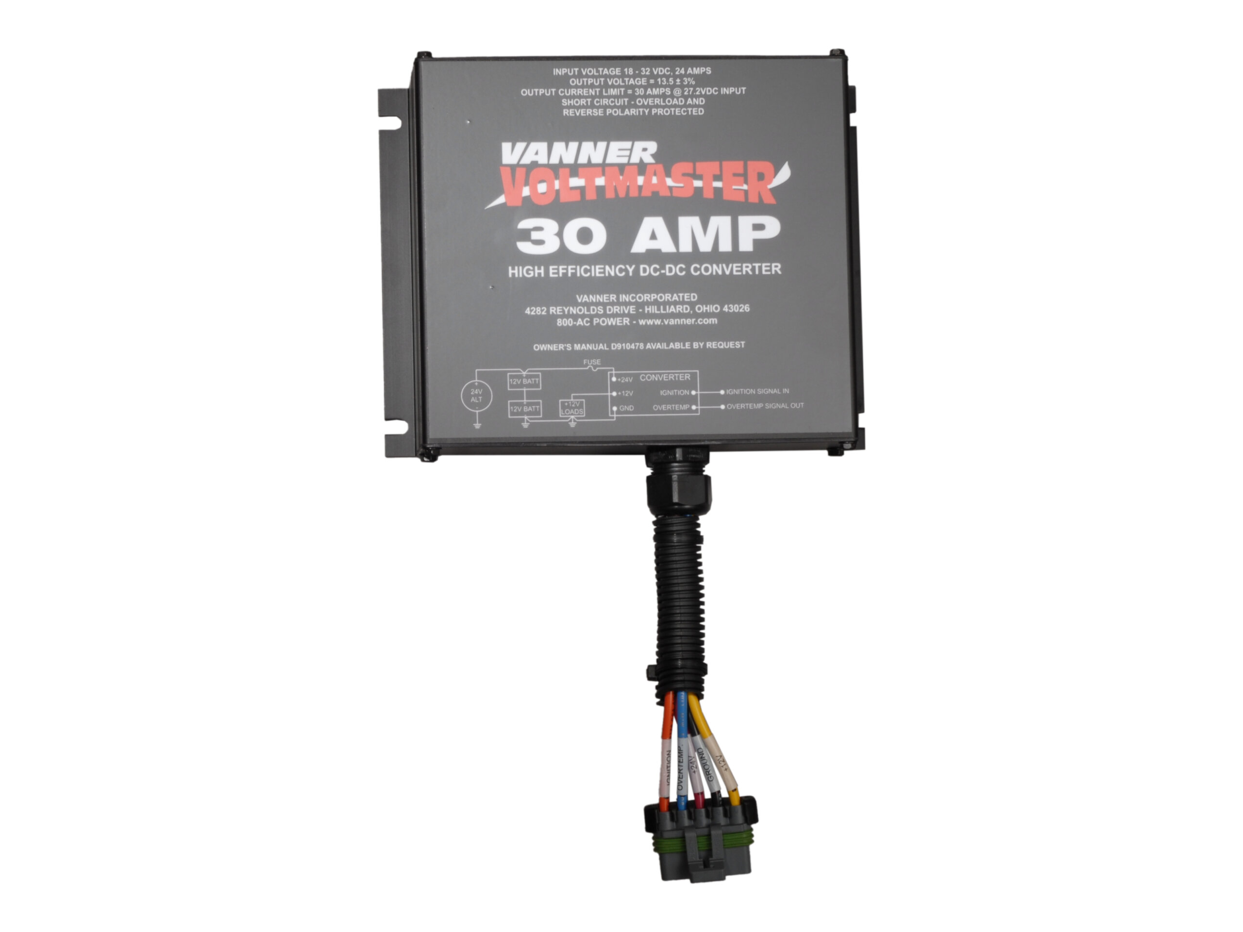 VANN-Guard™ Battery Equalizer 24V to 12V DC Power, 30 Amp with 5 Pin Connector